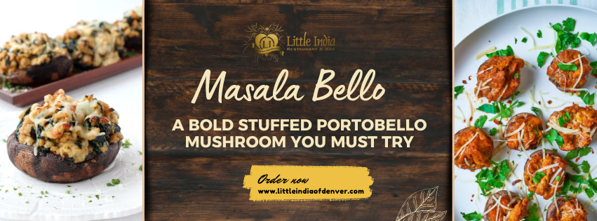 Masala Bello chicken tikka masala stuffed Portobello mushroom at Little India of Denver